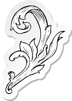 sticker of a traditional hand drawn floral swirl png