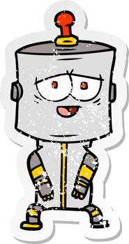 distressed sticker of a cartoon robot png