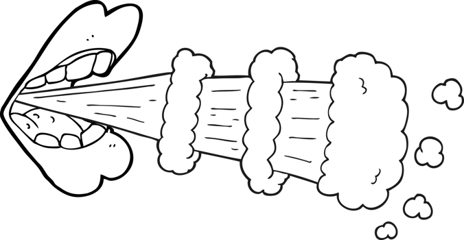 black and white cartoon breath png