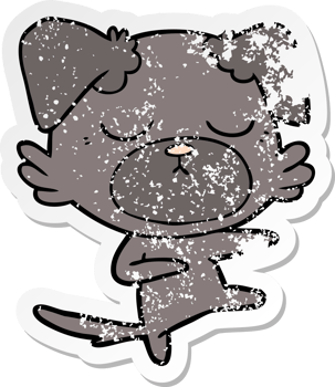 distressed sticker of a cute cartoon dog png