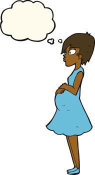cartoon pregnant woman with thought bubble png