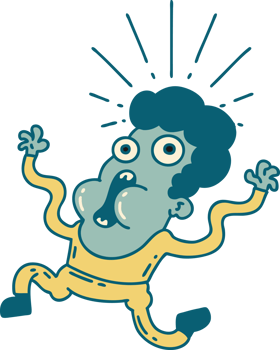 illustration of a traditional tattoo style frightened man png