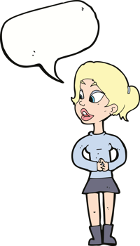 cartoon girl talking with speech bubble png