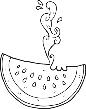 black and white cartoon melon slice png