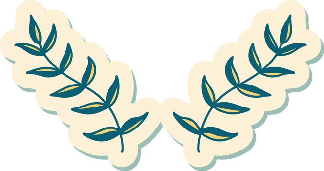 tattoo style sticker of leaves png