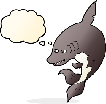 funny cartoon shark with thought bubble png