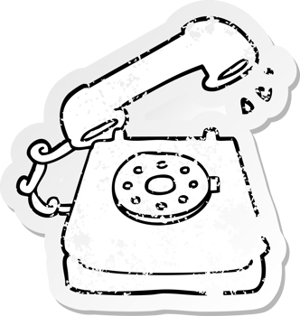 distressed sticker of a cartoon ringing telephone png