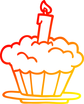 warm gradient line drawing cartoon birthday cake png