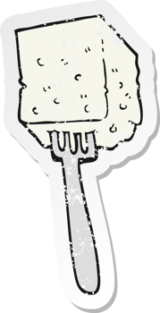 retro distressed sticker of a cartoon tofu png