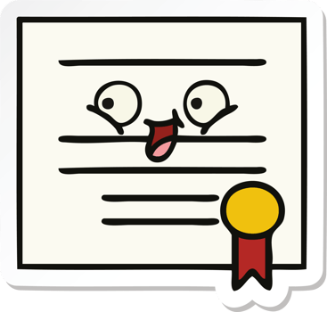 sticker of a cute cartoon graduation diploma png
