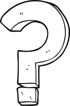 black and white cartoon question mark png
