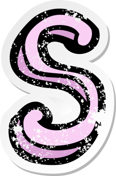 retro distressed sticker of a cartoon letter S png