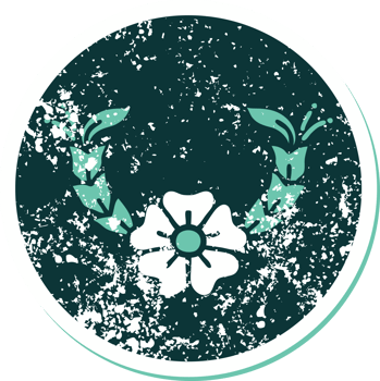 distressed sticker tattoo style icon of a decorative flower png