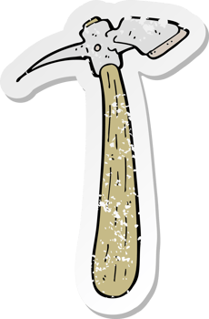 retro distressed sticker of a cartoon pick axe png