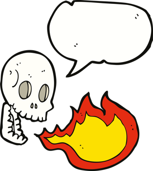 cartoon fire breathing skull with speech bubble png