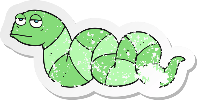 retro distressed sticker of a cartoon bored snake png