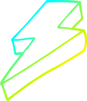 cold gradient line drawing cartoon thunder bolt png