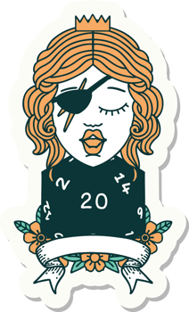 human rogue with natural 20 dice roll sticker png