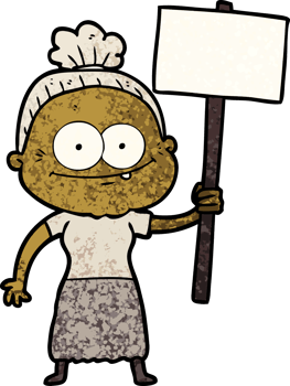 cartoon happy old woman drawing png