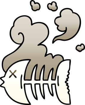 quirky gradient shaded cartoon dead fish skeleton png