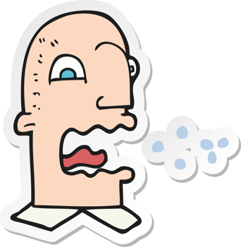 sticker of a cartoon burping man png