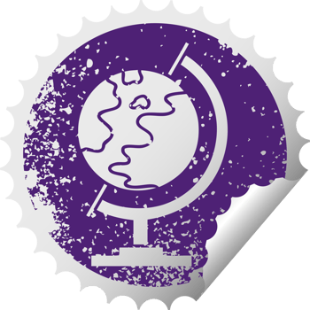 distressed circular peeling sticker symbol world globe png