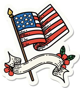 tattoo sticker with banner of the american flag png