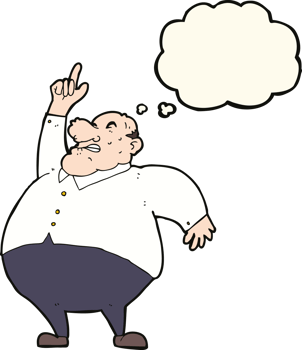 cartoon big fat boss with thought bubble png