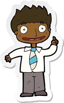 sticker of a cartoon man with idea png