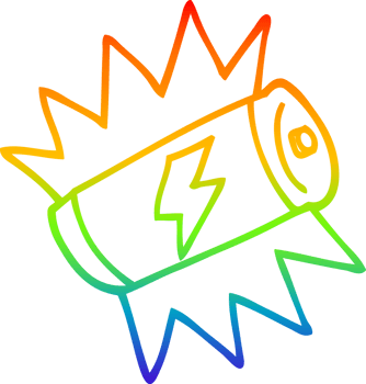 rainbow gradient line drawing cartoon fully charged battery png