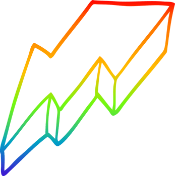 rainbow gradient line drawing cartoon decorative lightning bolt png