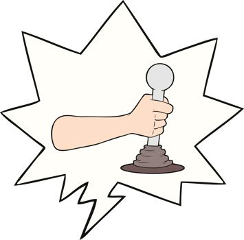 cartoon hand pulling lever with speech bubble png