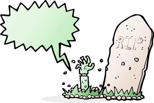 cartoon zombie rising from grave with speech bubble png