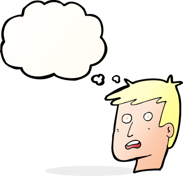 cartoon unhappy face with thought bubble png
