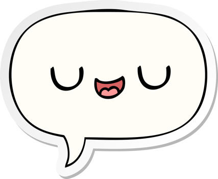 cute cartoon face with speech bubble sticker png