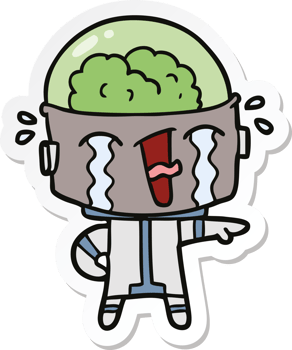 sticker of a cartoon crying robot png