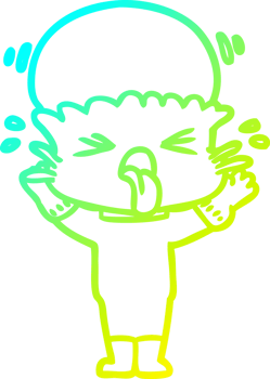 cold gradient line drawing of a weird cartoon alien png