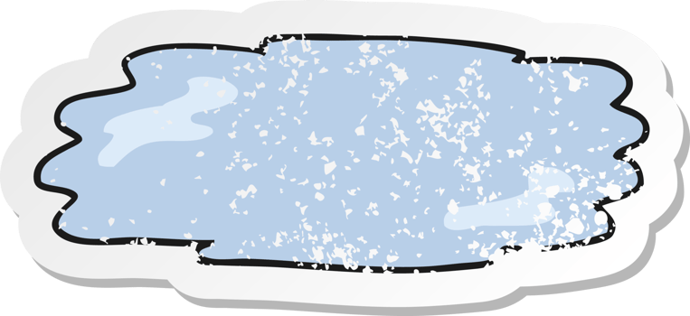 retro distressed sticker of a cartoon puddle png