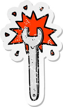retro distressed sticker of a cartoon spanner png