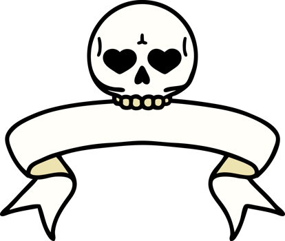 traditional tattoo with banner of a skull png