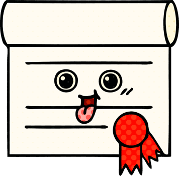 comic book style cartoon certificate png