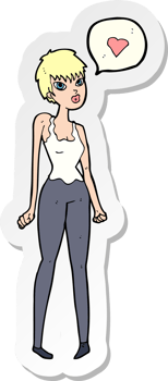 sticker of a cartoon woman in love png