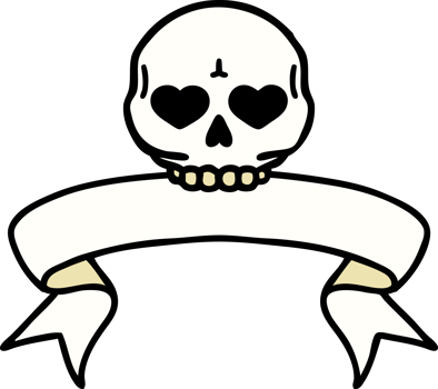 traditional tattoo with banner of a skull png