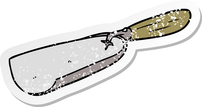 distressed sticker of a cartoon coal shovel png