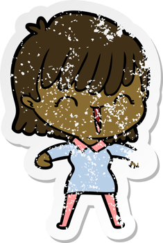 distressed sticker of a cartoon woman png