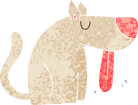 quirky retro illustration style cartoon dog png