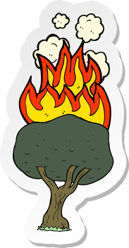sticker of a cartoon tree on fire png