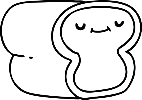 line doodle loaf of bread with happy smile png