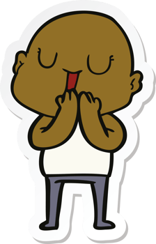 sticker of a happy cartoon bald man png