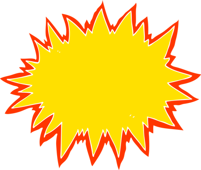 flat color illustration of a cartoon explosion sign png